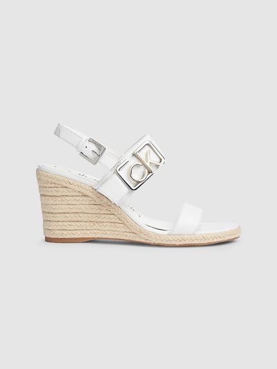 Calvin Klein Cipők HU577567 | Calvin Klein Bőr Wedge Női Szandál Fehér
